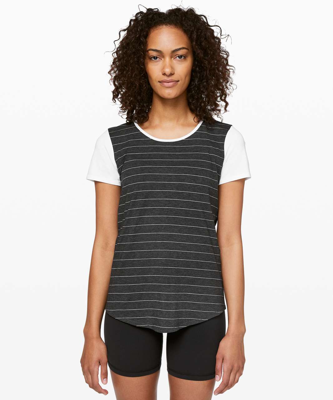 Lululemon Love Crew III - Short Serve Stripe Heathered Black White / White