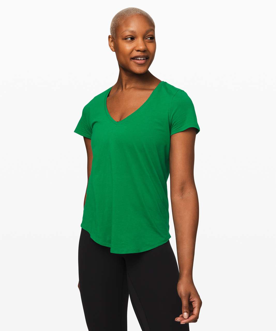 Lululemon Love Tee Womens 8 White Green Short sleeve Color-block Activewear  Logo