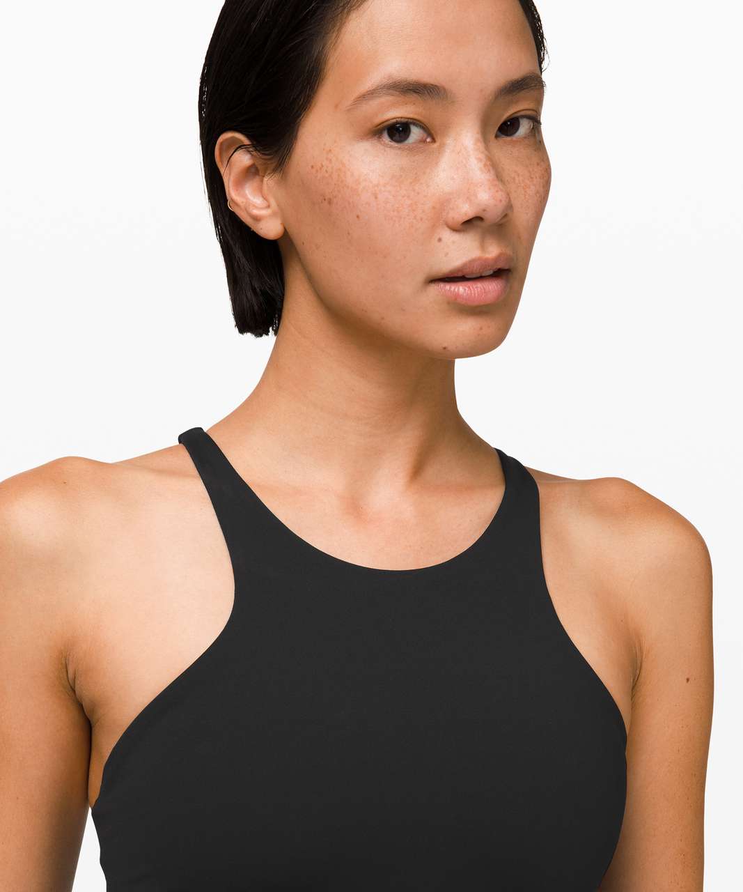 Lululemon Everlux High-Neck Back-Keyhole Train Bra - Black / Trench - lulu  fanatics