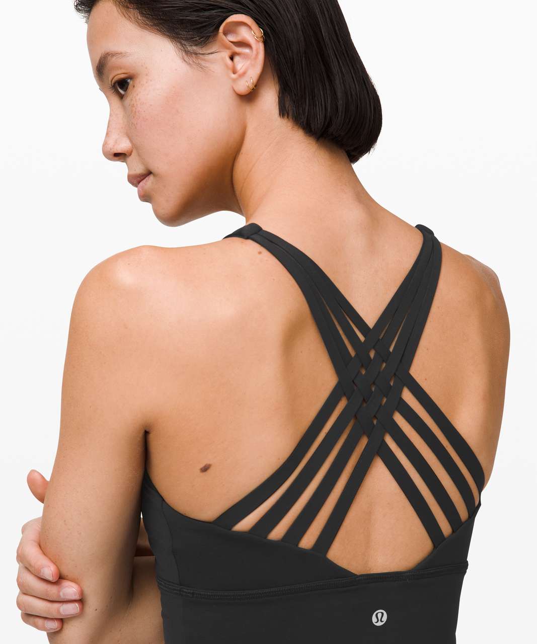 Lululemon Free To Be Moved Sports Bra Solid Black Luxtreme Strappy 4  Longline