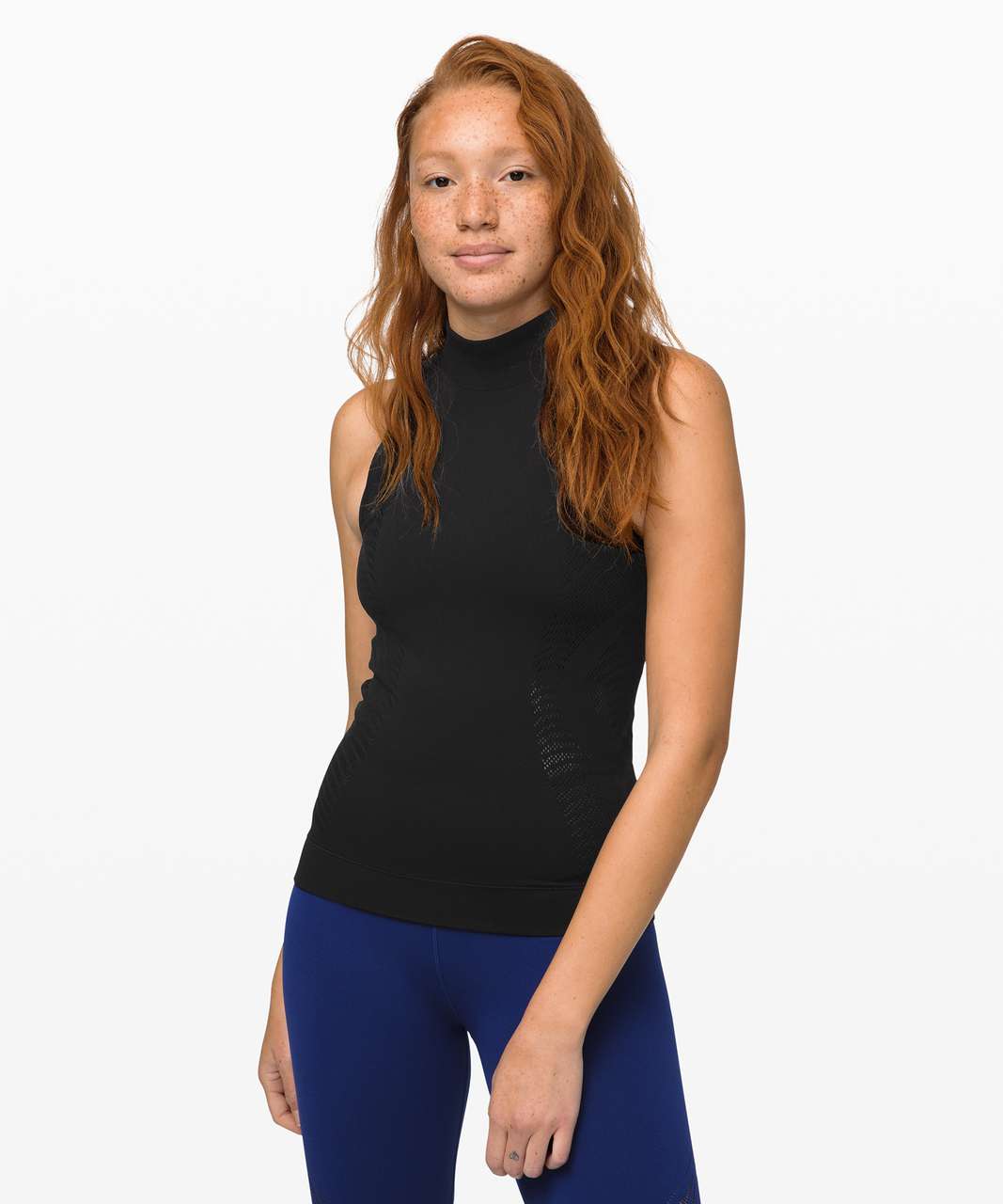 Lululemon Twist & Reach Mock Neck Tank Heathered Black