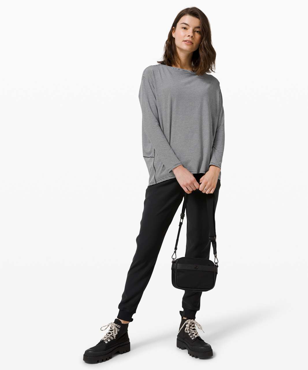 Lululemon Back In Action Long Sleeve - Tonka Stripe Black White