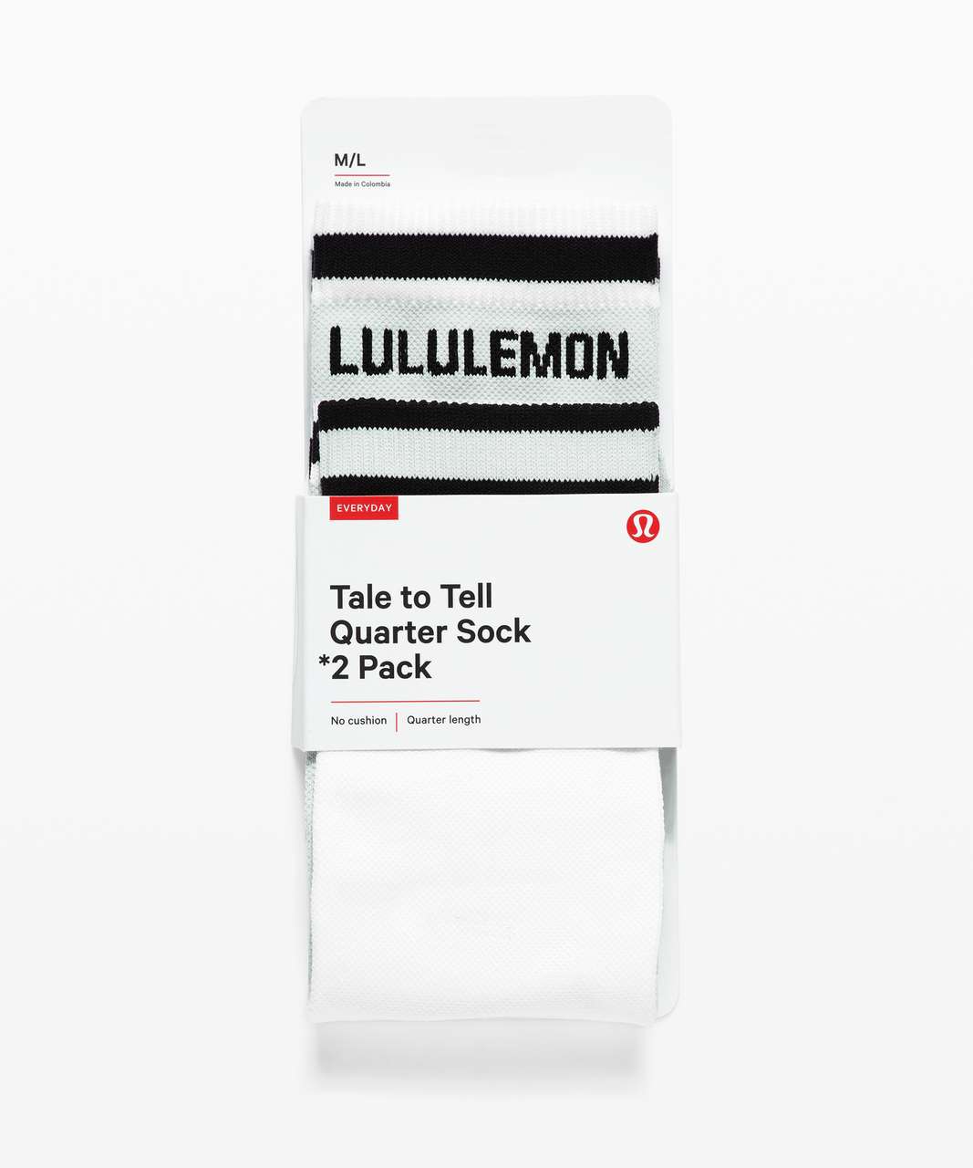 Lululemon Tale To Tell Quarter Sock *2 Pack - White / Black / Vapor