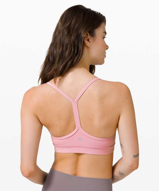 Lululemon Flow Y Sports Bra Kanto Stripe Wine Berry Black/Bon Bon