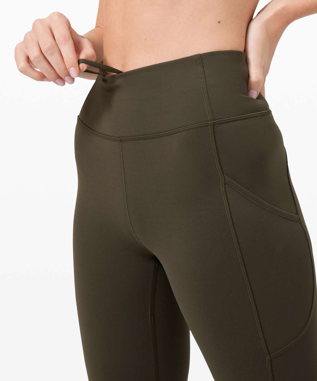 Buy the Lululemon Women's Invigorate HR Tight 25 Olive Green Size