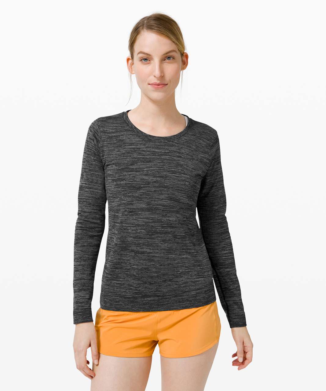 Lululemon Swiftly Relaxed Long Sleeve - Black / White / Black - lulu ...