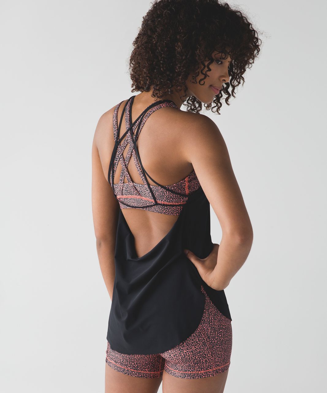 Lululemon Energy Strappy Sports Bra 4 Heathered Slate Gray/Coral Pads