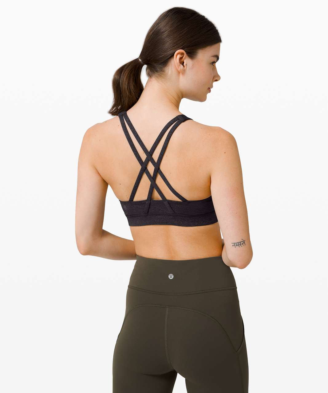 Lululemon Energy Bra High Neck *Medium Support, B/C Cup - Heathered Black