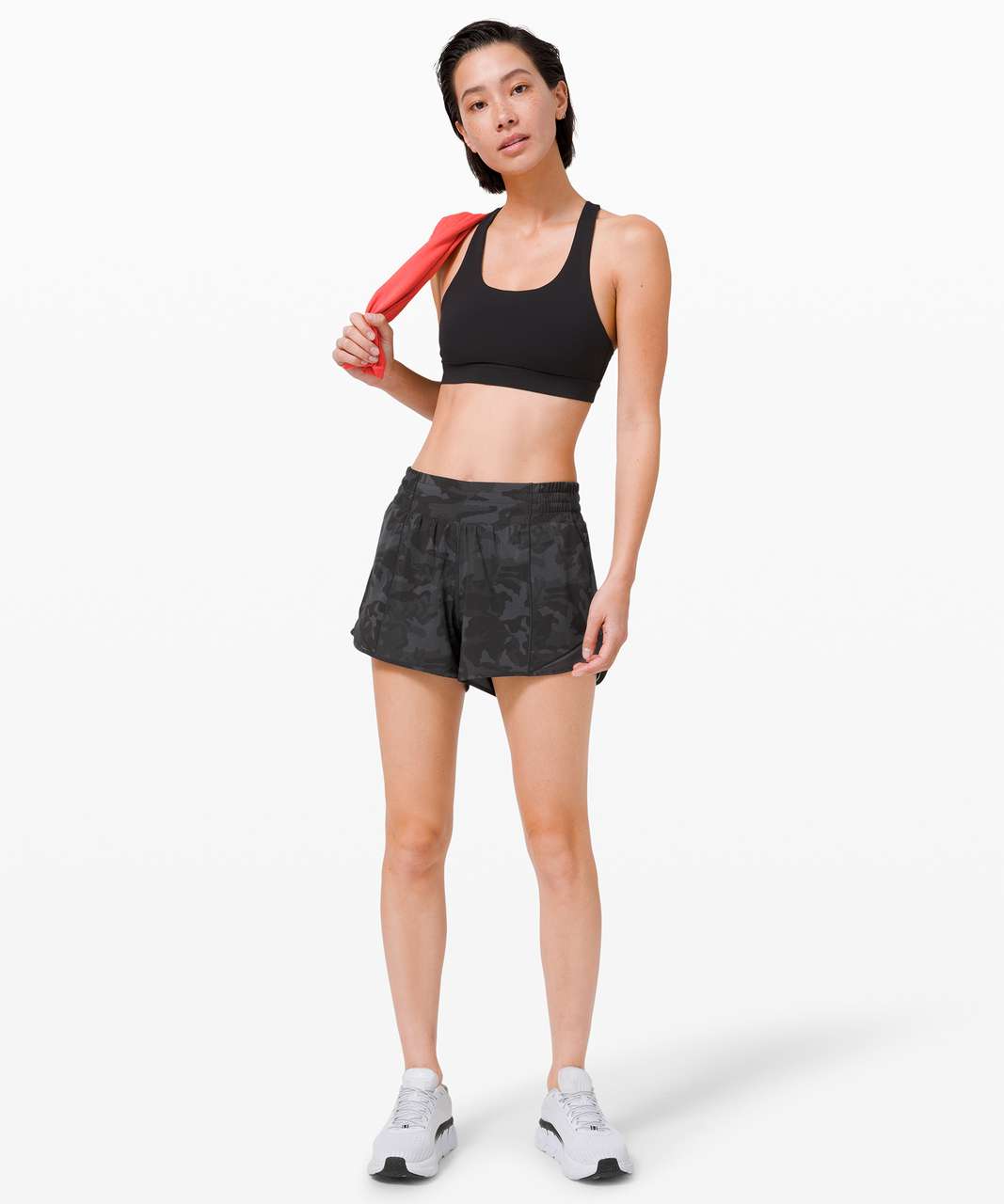 Lululemon Hotty Hot Short *High-Rise Long 4" - Incognito Camo Multi Grey / Black