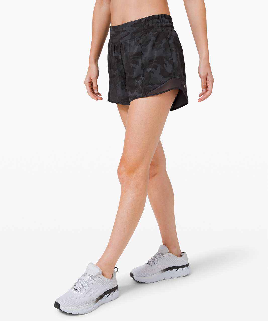 Lululemon Hotty Hot Short *High-Rise Long 4" - Incognito Camo Multi Grey / Black