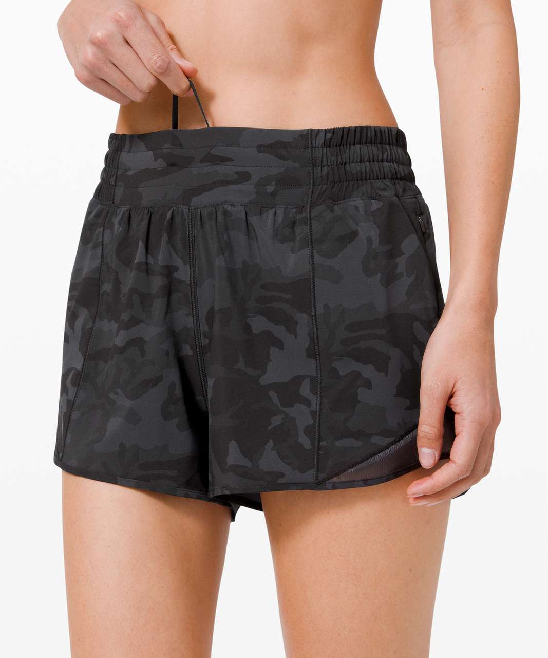 Lululemon Hotty Hot Short *High-Rise Long 4" - Incognito Camo Multi Grey / Black