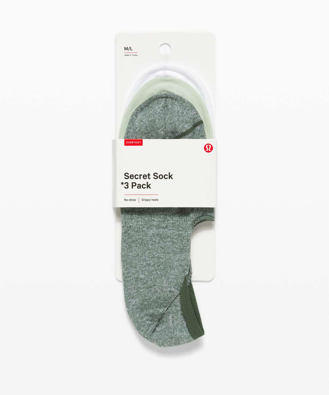 Lululemon Secret Sock *3-Pack - Algae Green / Springtime / White