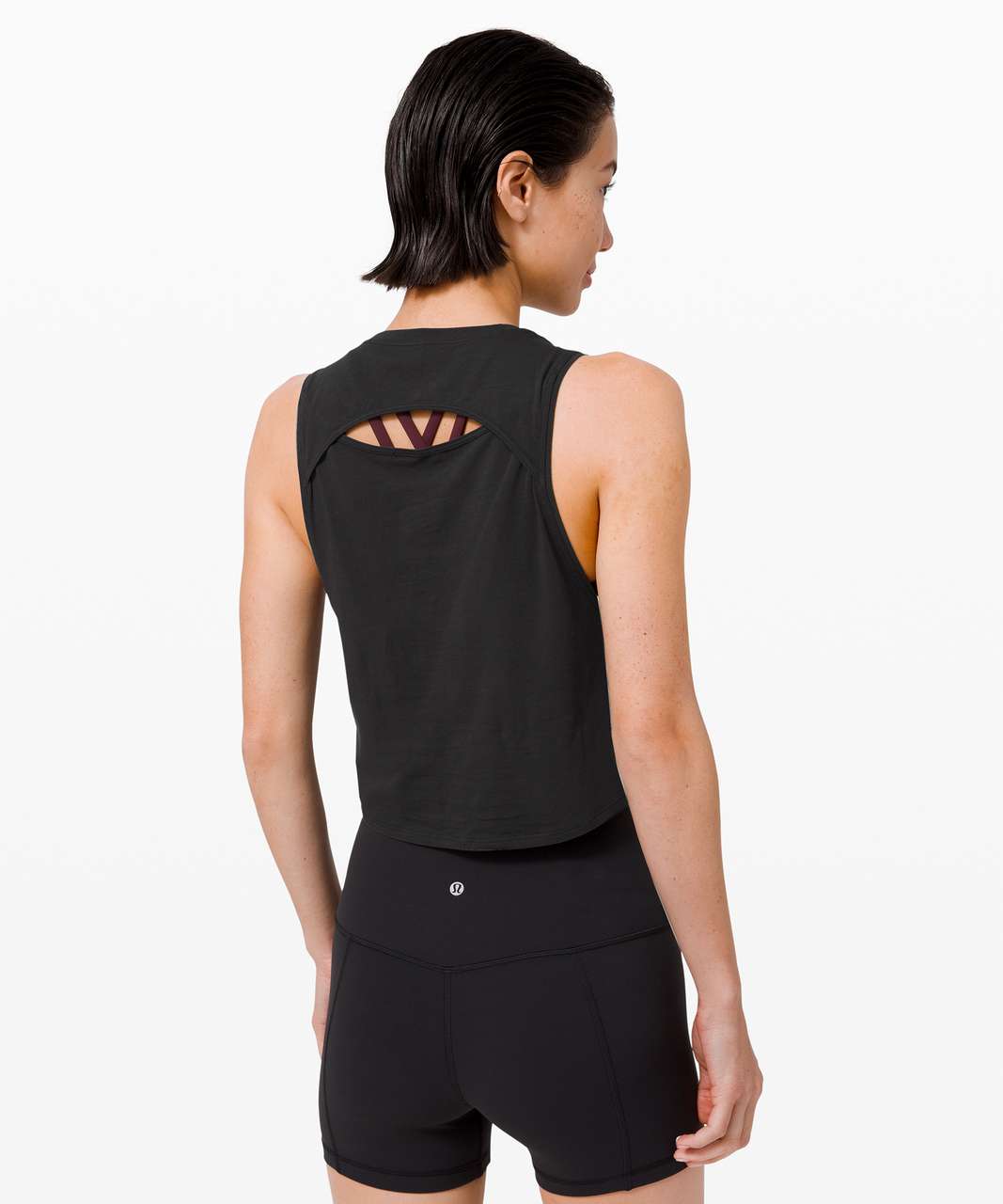 Lululemon Cut Back Crop Tank - Black - lulu fanatics