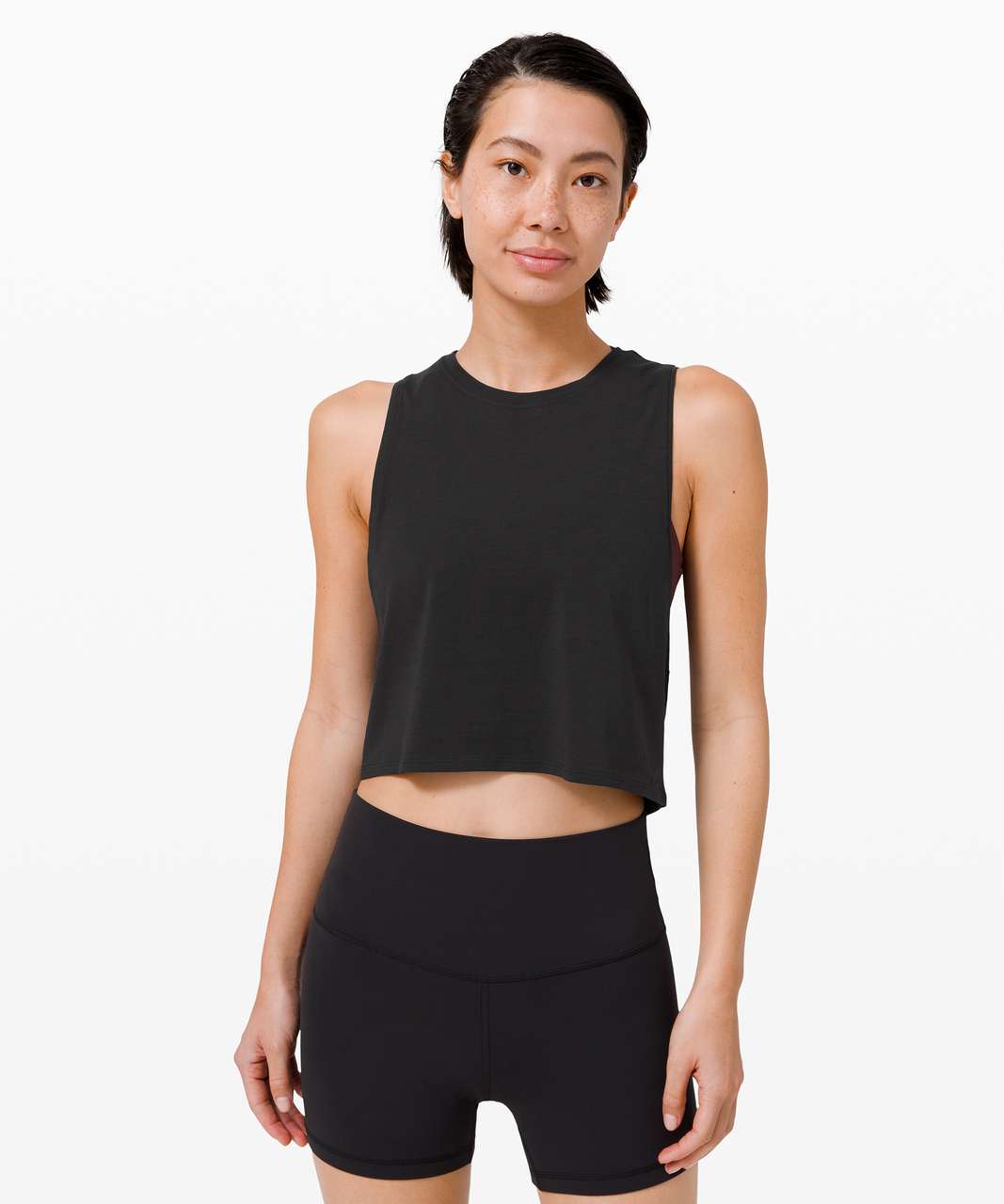 Lululemon Cut Back Crop Tank - Black (First Release) - lulu fanatics