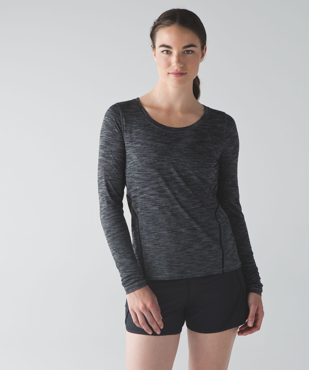 Lululemon Intensi-Tee Long Sleeve - Heathered Black / Black