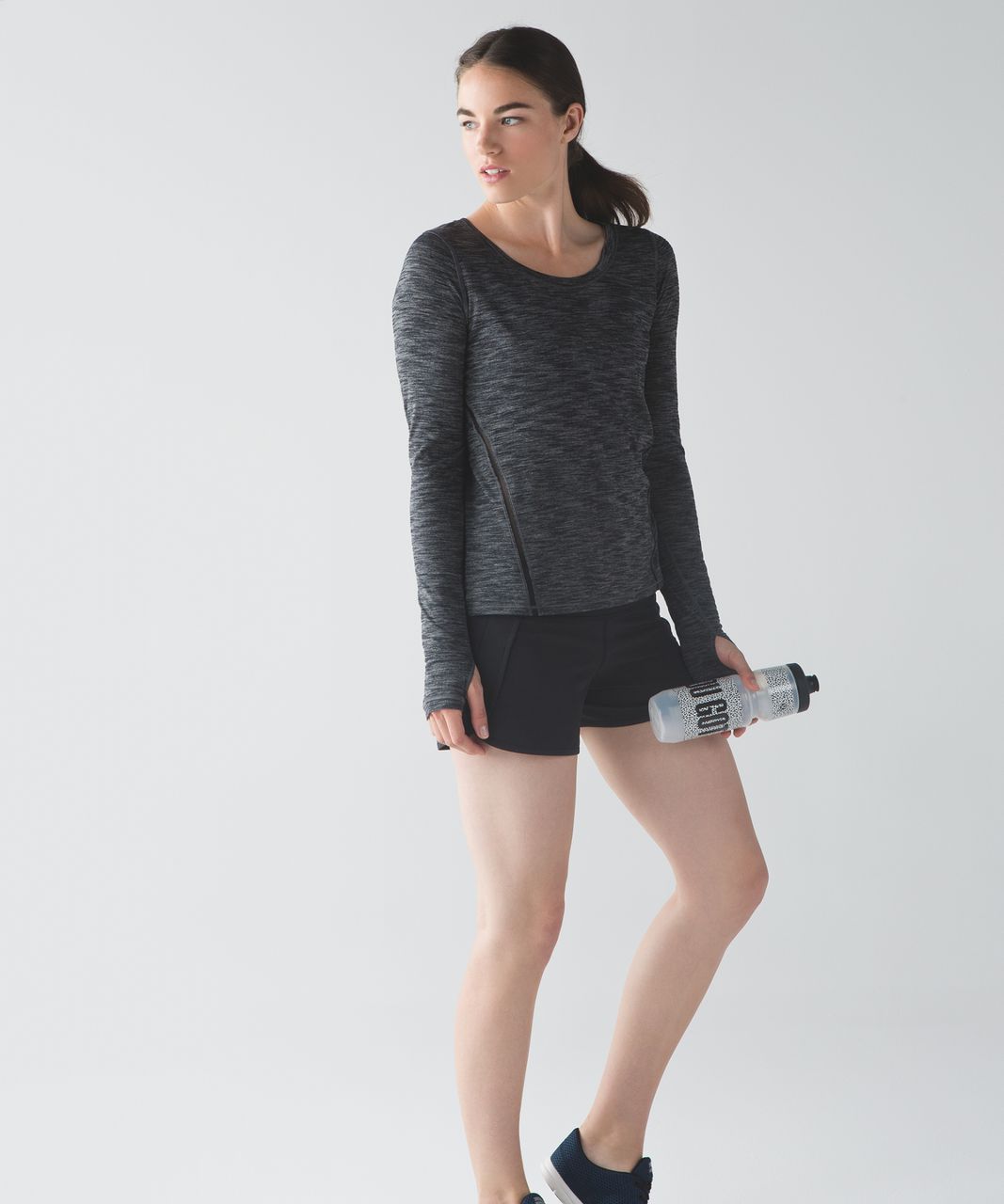 Lululemon Intensi-Tee Long Sleeve - Heathered Black / Black