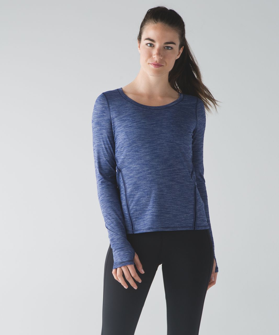 Lululemon Intensi-Tee Long Sleeve - Heathered Hero Blue / Hero Blue ...