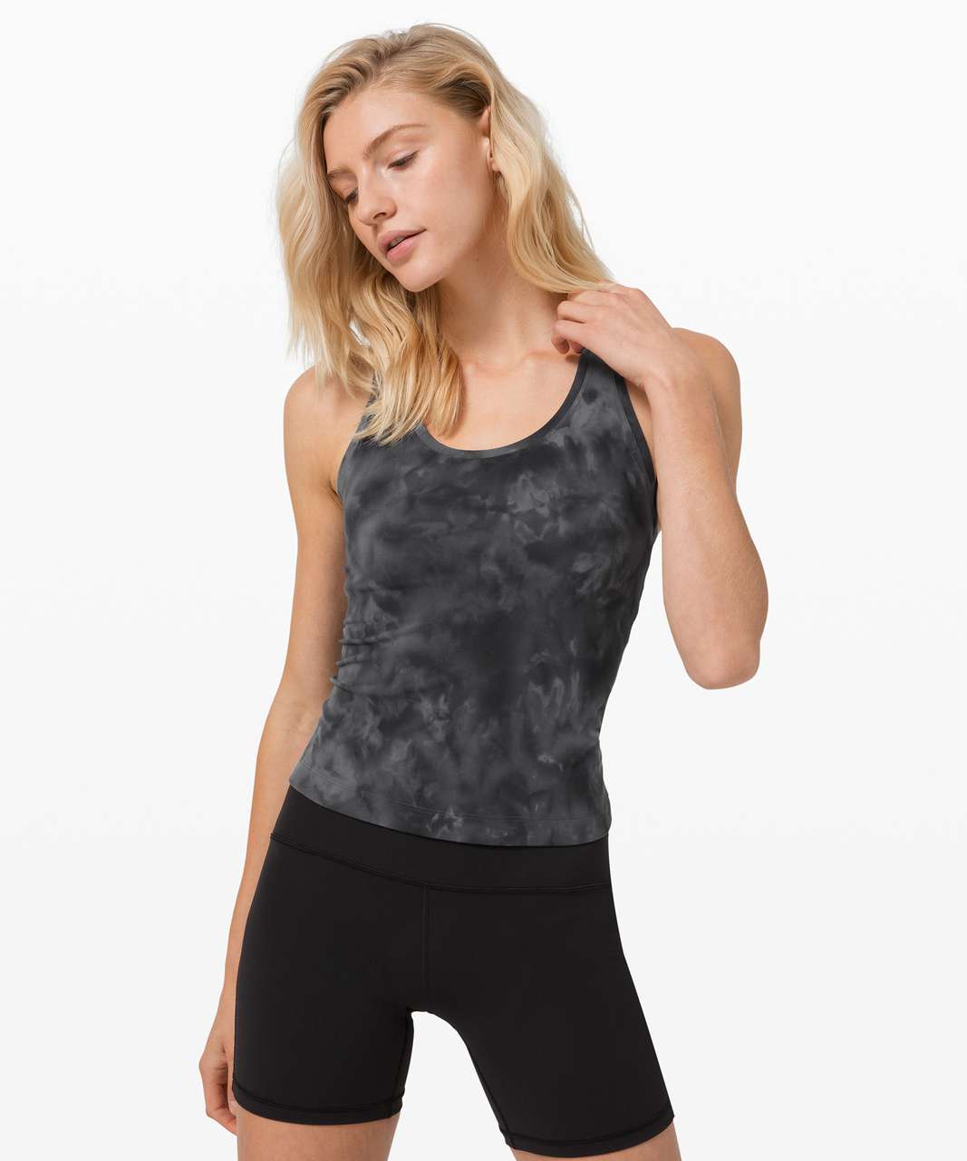 Align 25” Diamond Dye in Pitch Grey Graphite Grey (2) and Cool Racerback  shorter length in Dark Terracotta (2). : r/lululemon