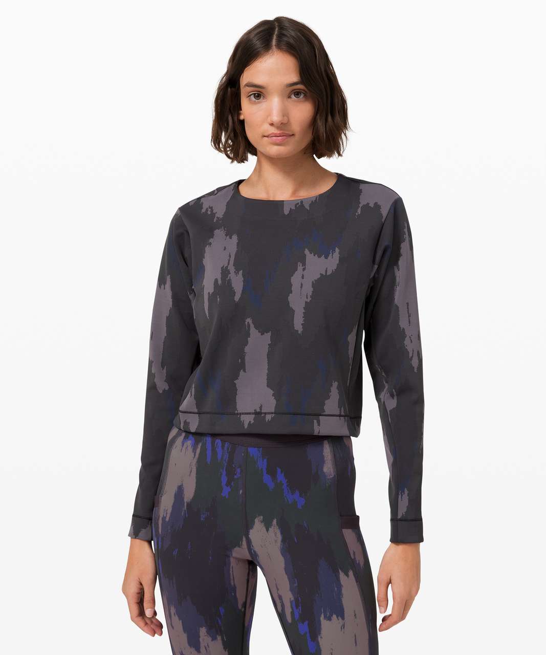 Lululemon Take The Moment Long Sleeve Sweatshirt *lululemon x Robert Geller - Distressed Camo Jacquard Super Dark Inkwell