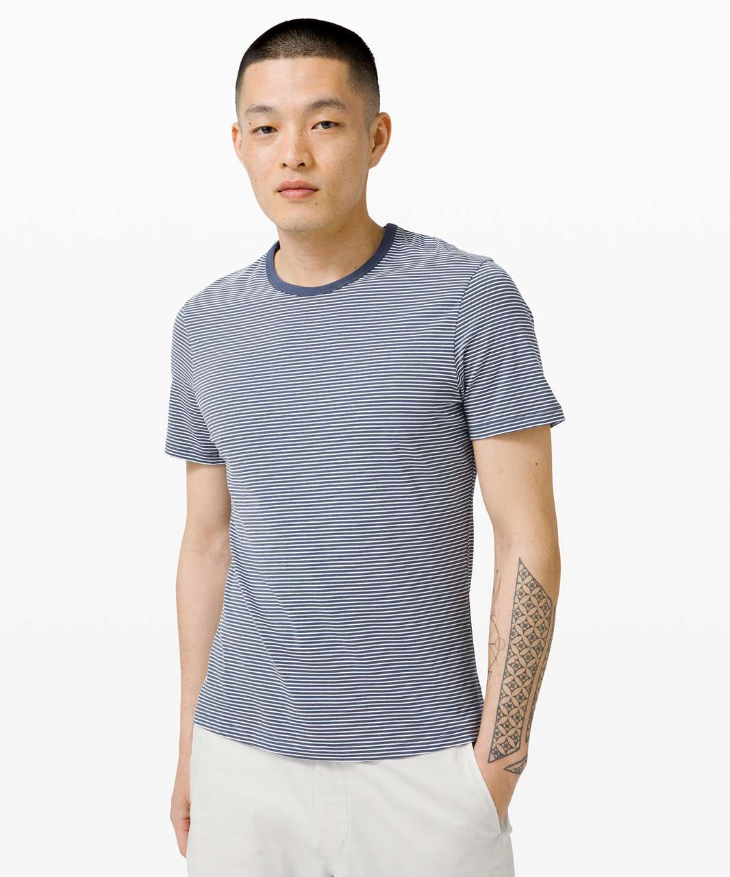 Lululemon 5 Year Basic Tee - Hyper Stripe Ink Blue Vapor