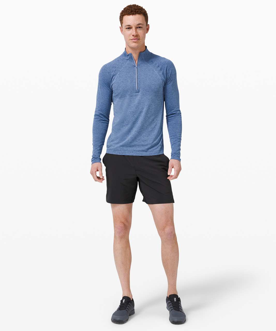 Lululemon Surge Short *Linerless 7 - Heathered Texture Printed Greyt Deep  Coal - lulu fanatics