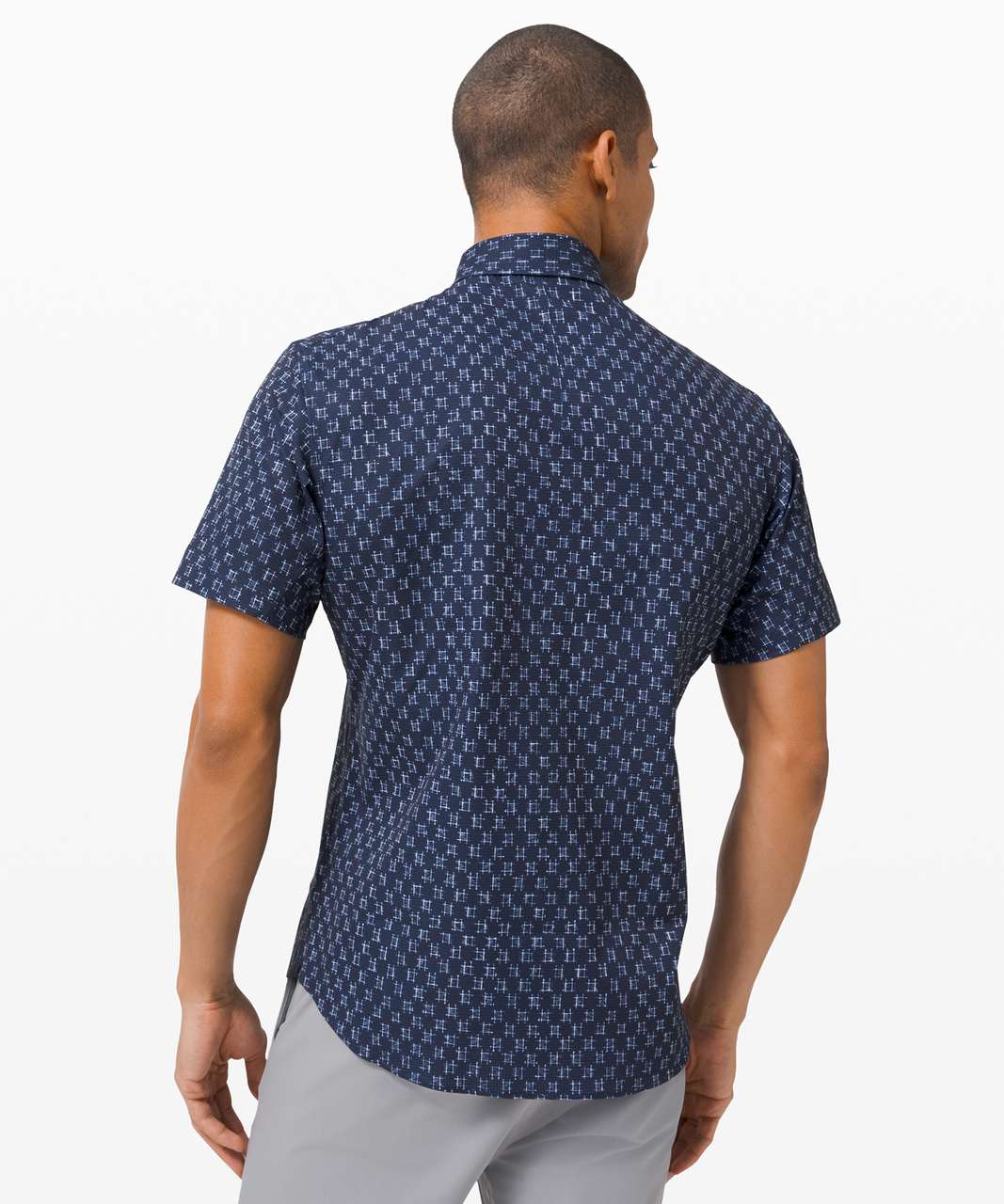 Lululemon Airing Easy Short Sleeve Buttondown - IKat Check White True Navy