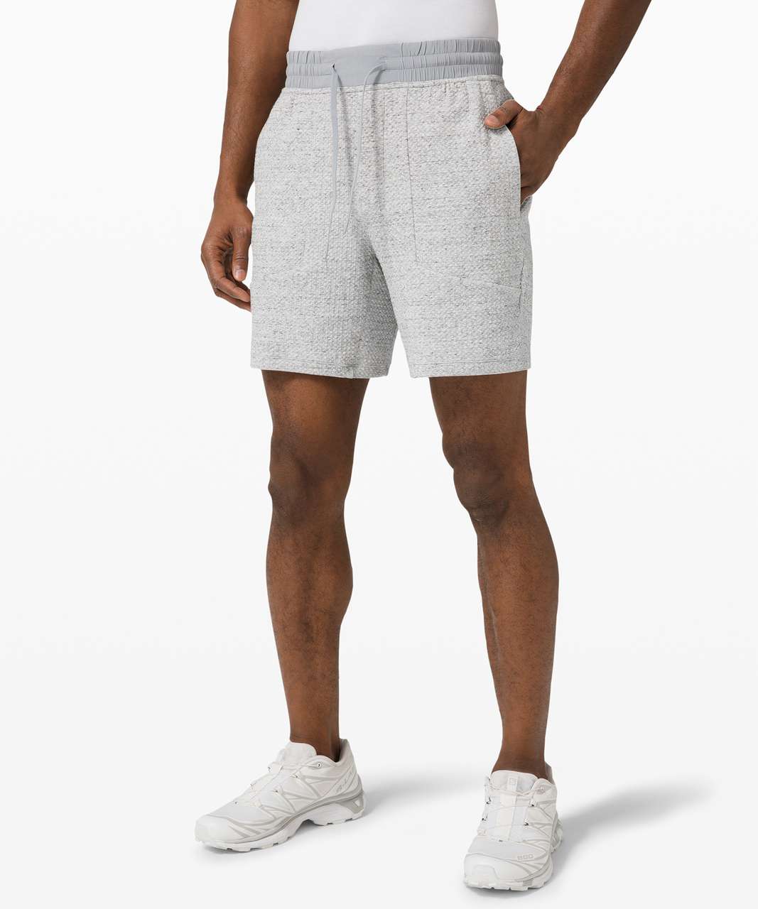 Lululemon At Ease Short 7 - Heathered Melody Light Grey / Black - lulu  fanatics