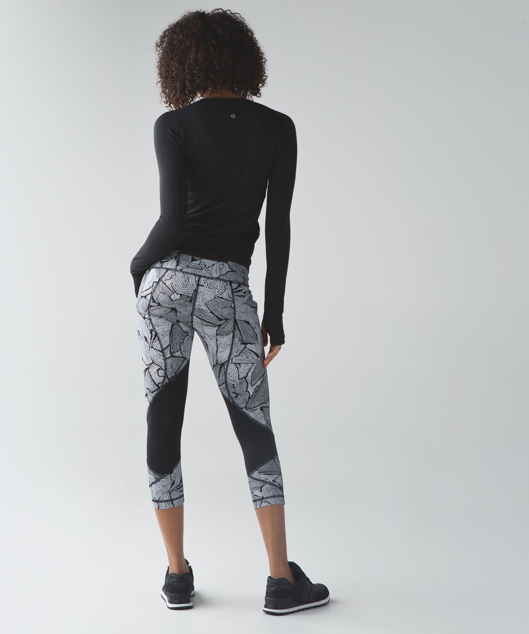 Lululemon Pace Rival Crop (Full-On Luxtreme) - Dottie Tribe White Black -  lulu fanatics