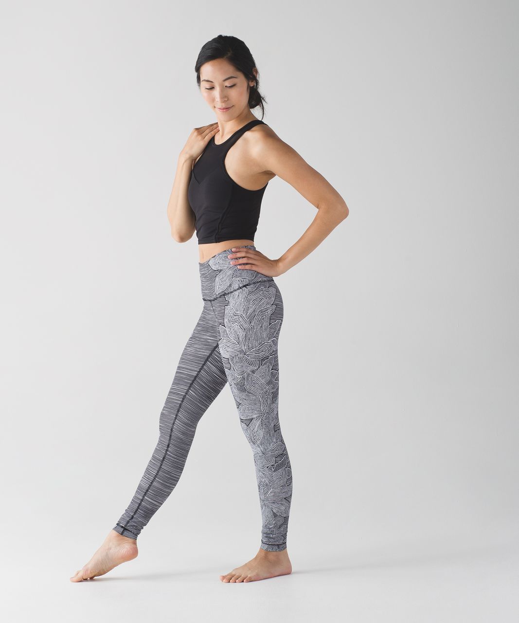 Lululemon Wunder Under Pant (Hi-Rise) - Dottie Tribe White Black - lulu  fanatics