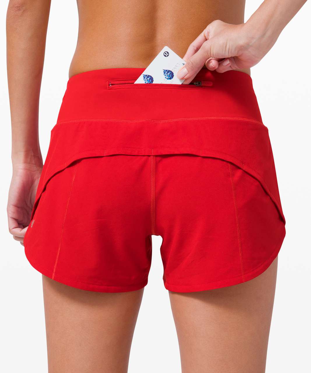 lululemon red speed up shorts