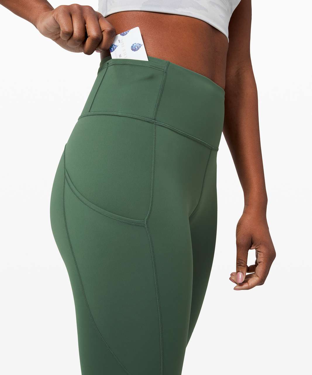 Lululemon Uncovered Strength High-Rise Algae Green Mesh Cut-Outs Olive  Tights 4 - $40 - From Shop