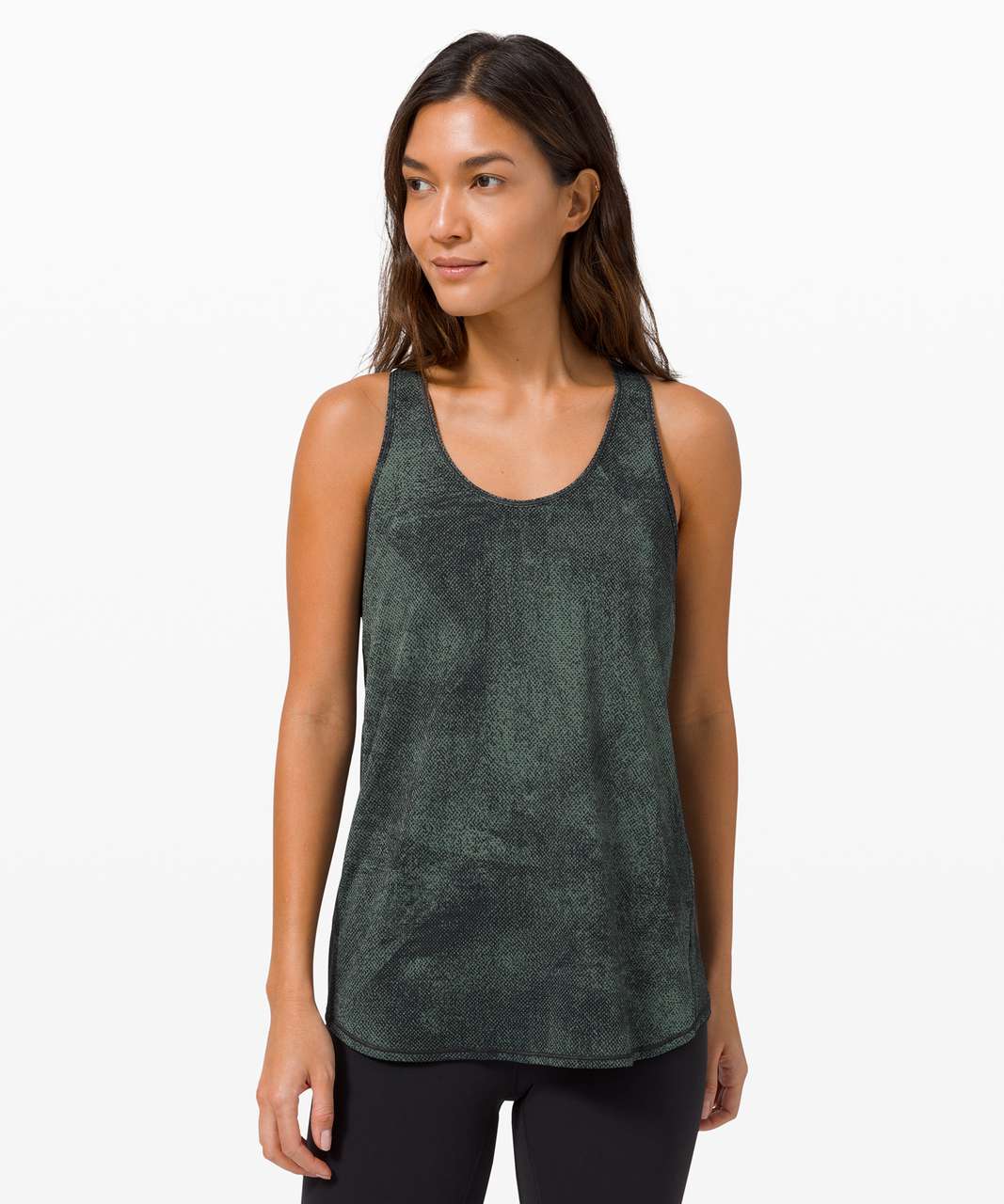 Lululemon Essential Tank *Pleated - Pixel Jacquard Algae Green Black - lulu  fanatics