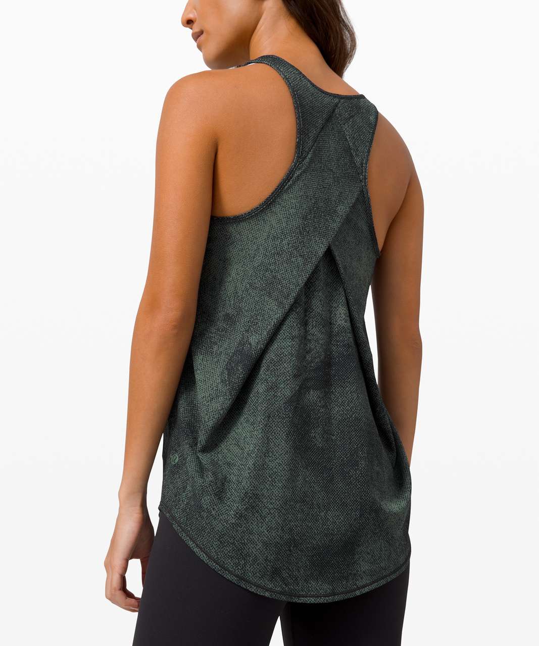 Lululemon Essential Tank *Pleated - Pixel Jacquard Algae Green Black