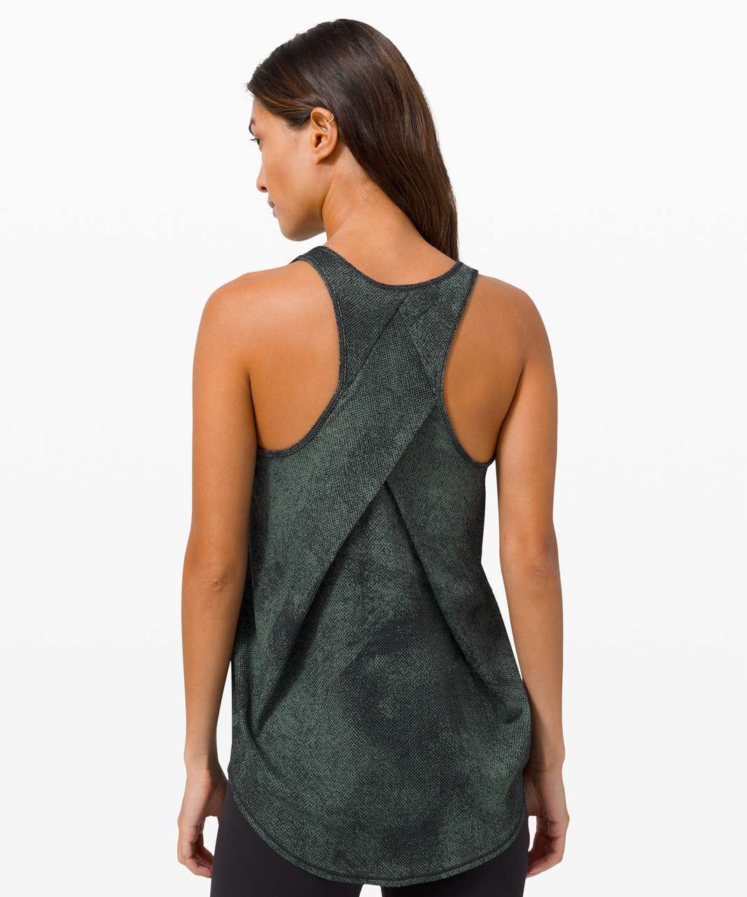 Lululemon Essential Tank *Pleated - Pixel Jacquard Algae Green Black