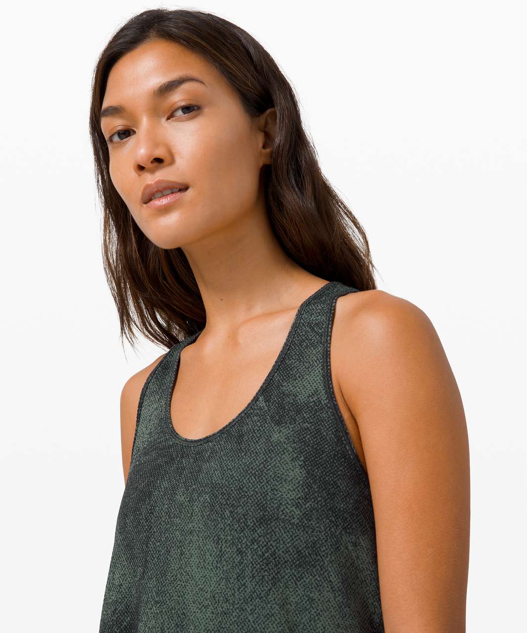 Lululemon Essential Tank *Pleated - Pixel Jacquard Algae Green Black