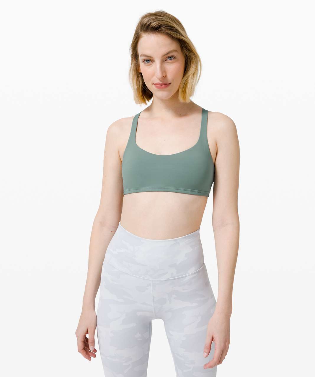 Lululemon Womens 8 Gray Strappy Tank with Built in Bra Lime Green Floral  Draped