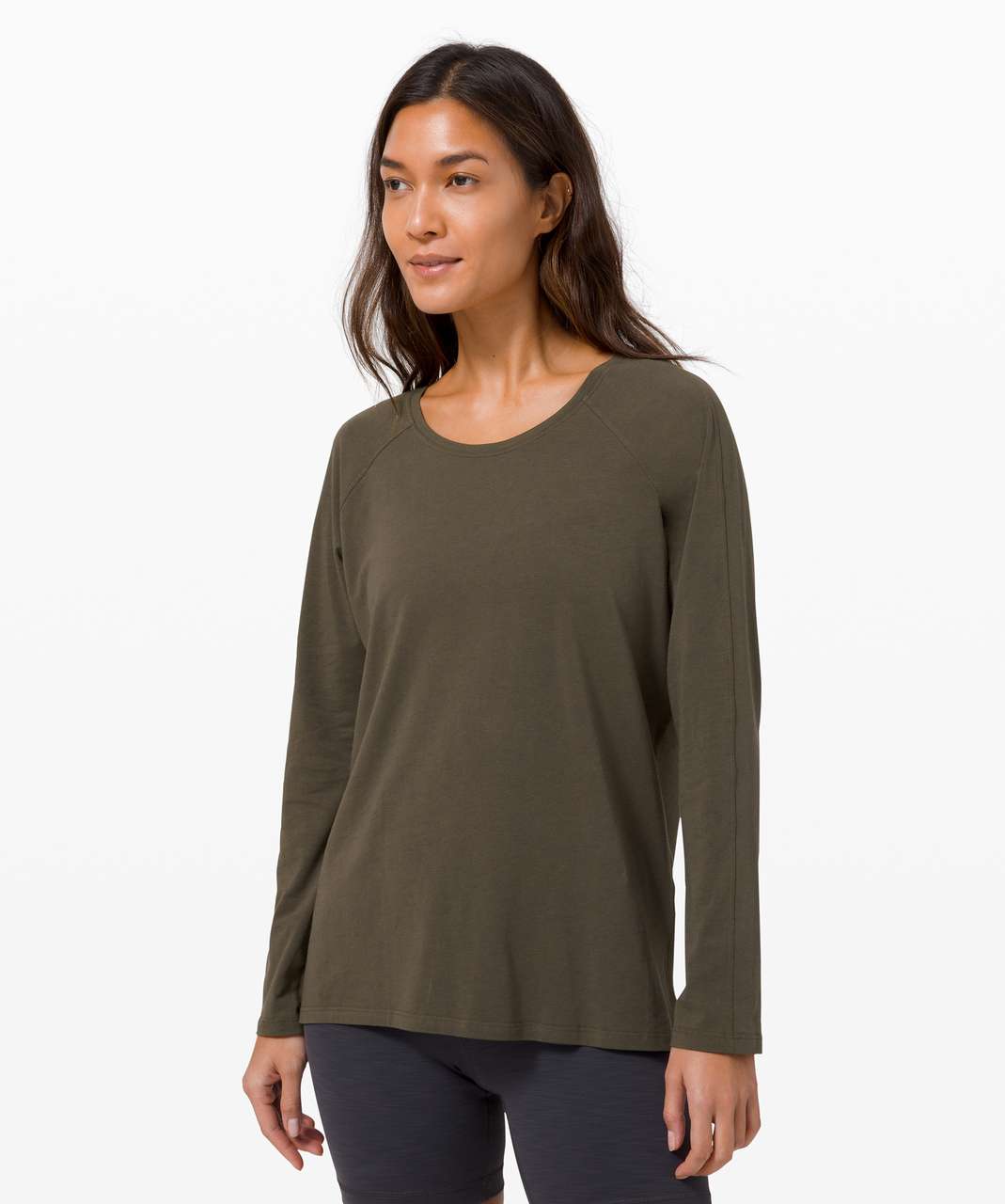 Lululemon Emerald Long Sleeve - Dark Olive - lulu fanatics