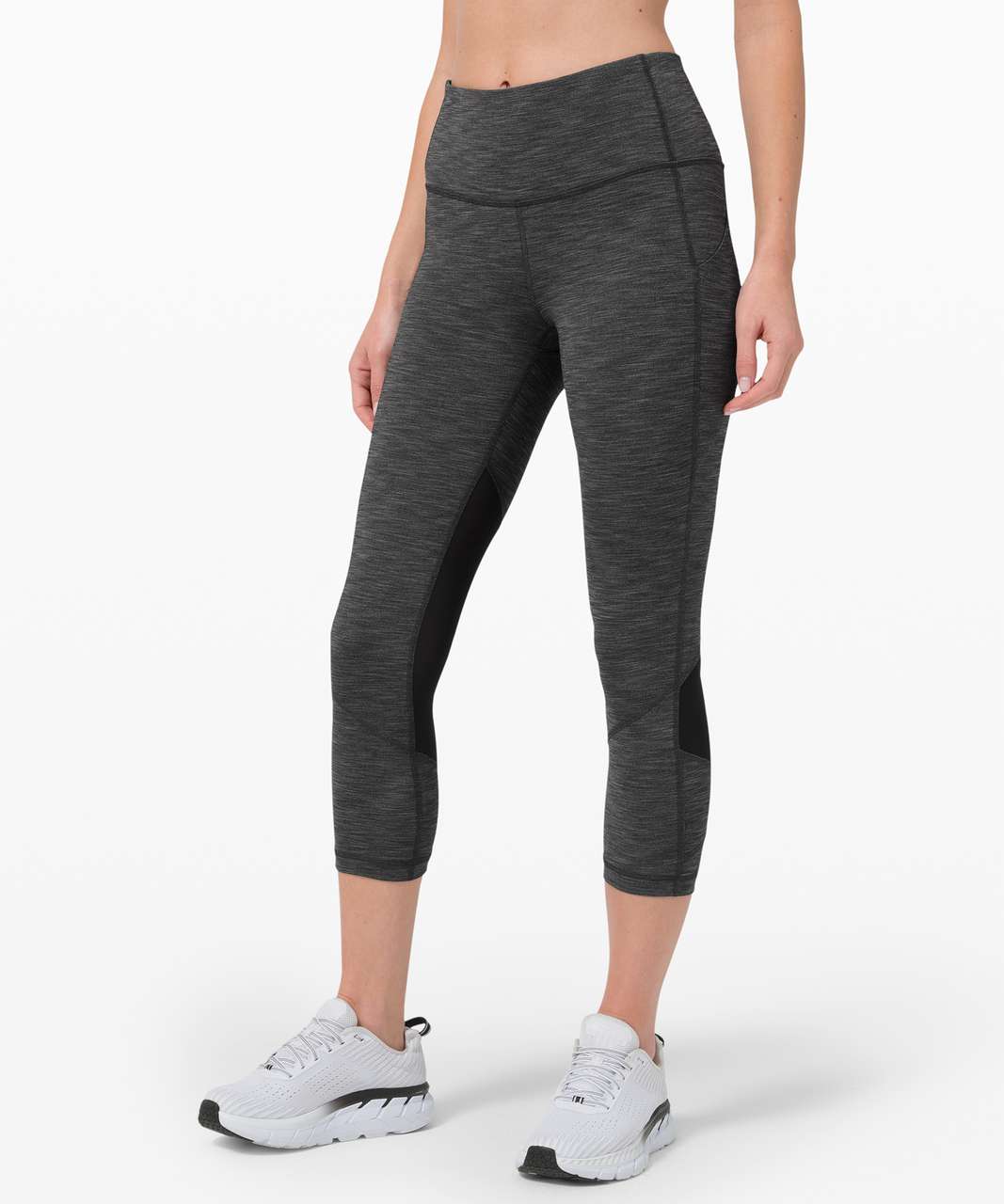 Lululemon Pace Rival Mid-Rise Crop 22” - Heathered Black / Black - lulu  fanatics