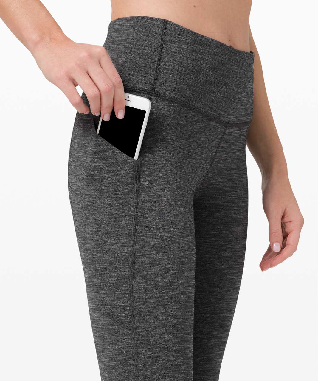 Lululemon Pace Rival Mid-Rise Crop 22” - Heathered Black / Black - lulu  fanatics