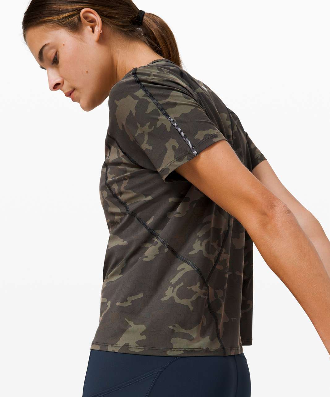 Lululemon Outrun the Heat Short Sleeve - Incognito Camo Multi Gator Green