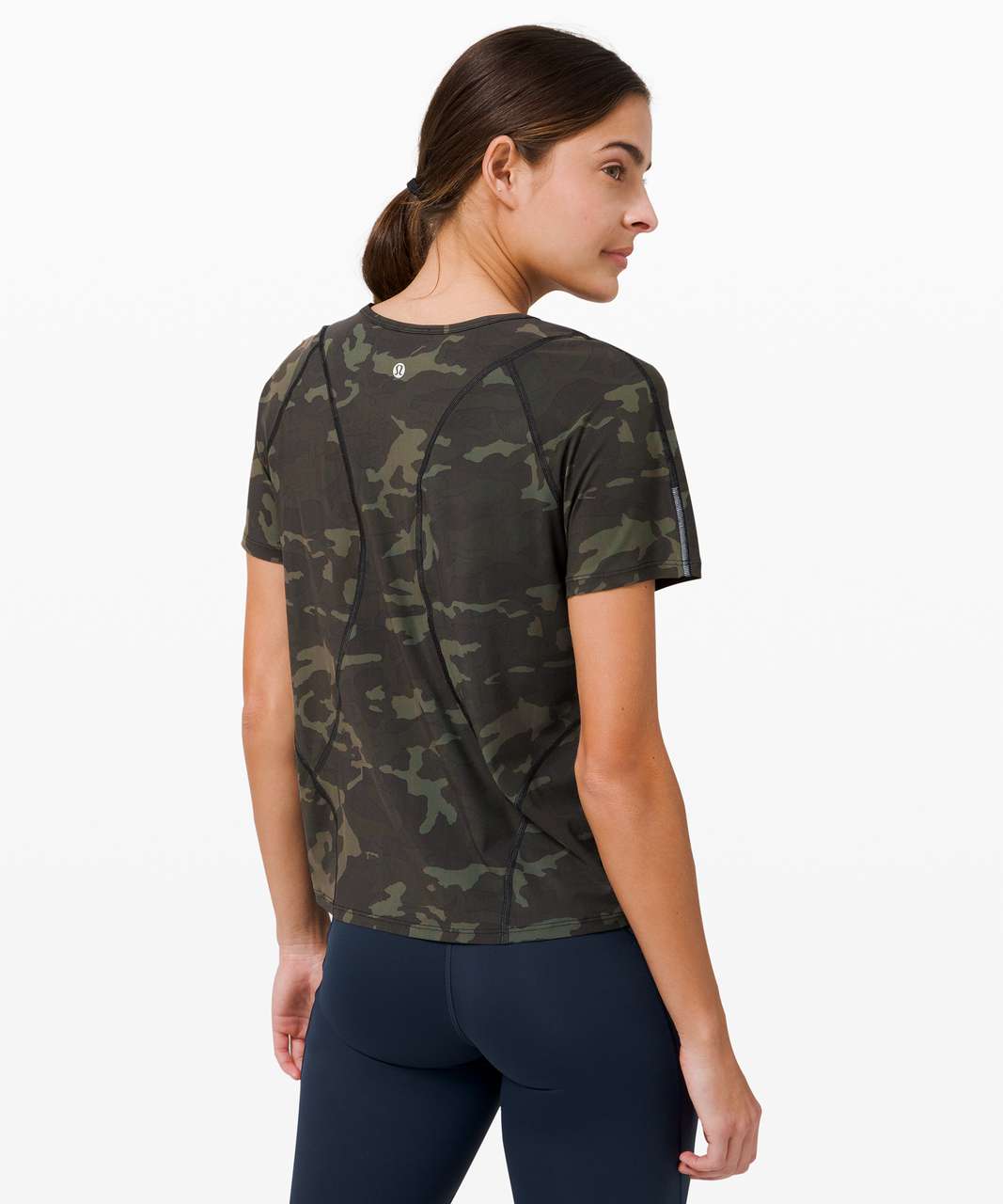 Lululemon Outrun the Heat Short Sleeve - Incognito Camo Multi Gator Green