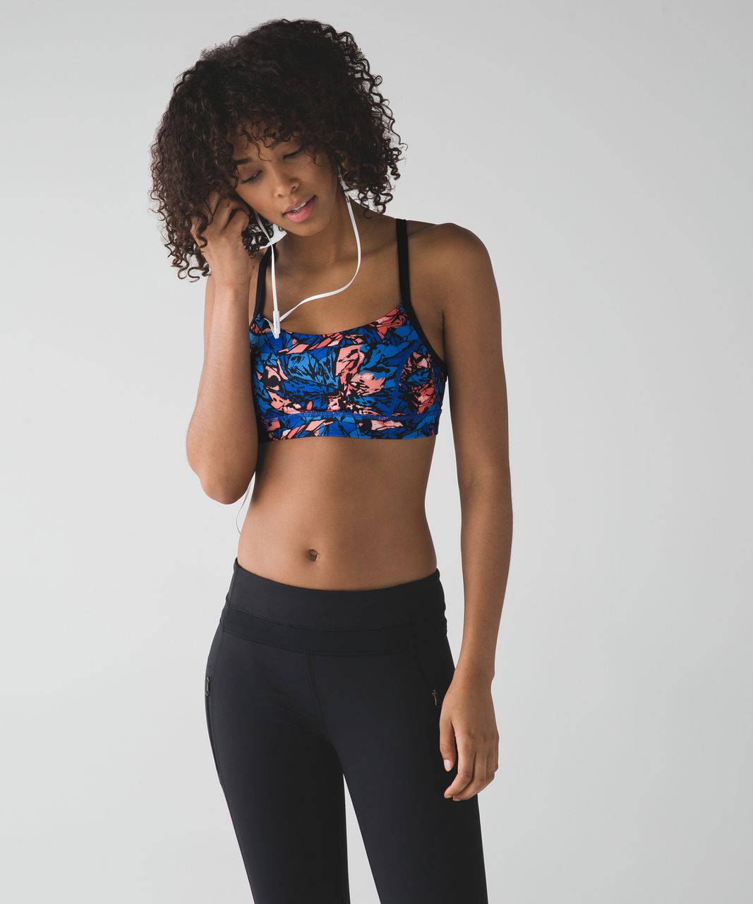 Lululemon Rise and Run Bra - Mini Paint Storm Harbor Blue Multi / Black