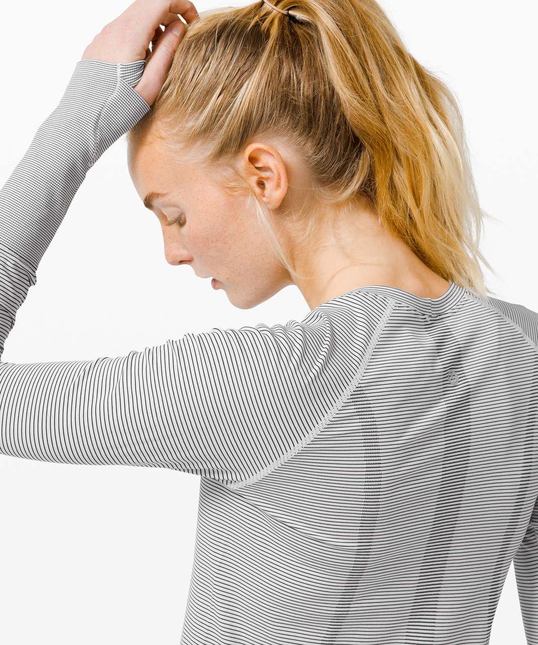 Lululemon Swiftly Tech Long Sleeve 2.0 - Tempo Stripe White Black - lulu  fanatics