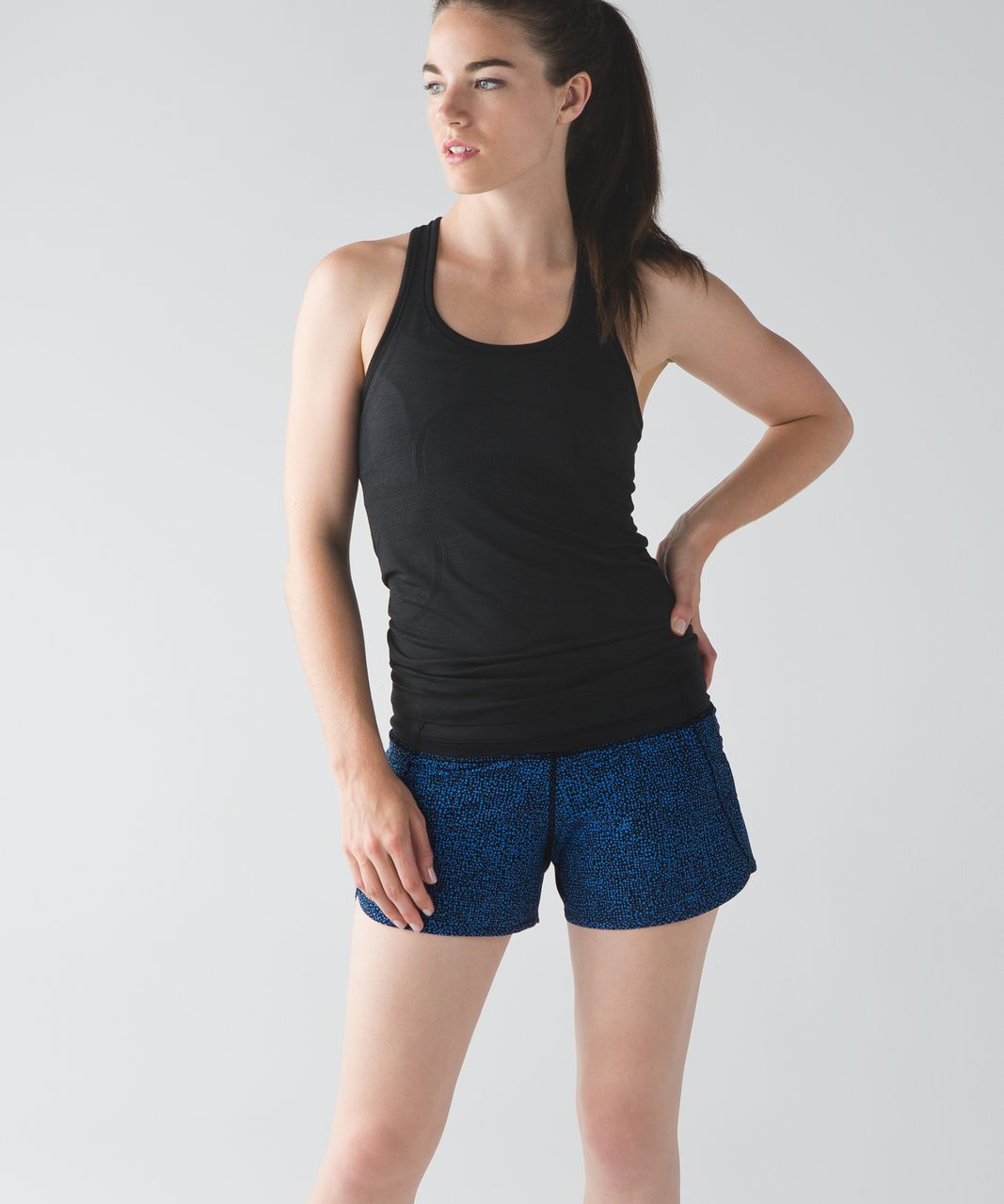 Lululemon Run Times Short - Bubbles Pipe Dream Blue Black / Black