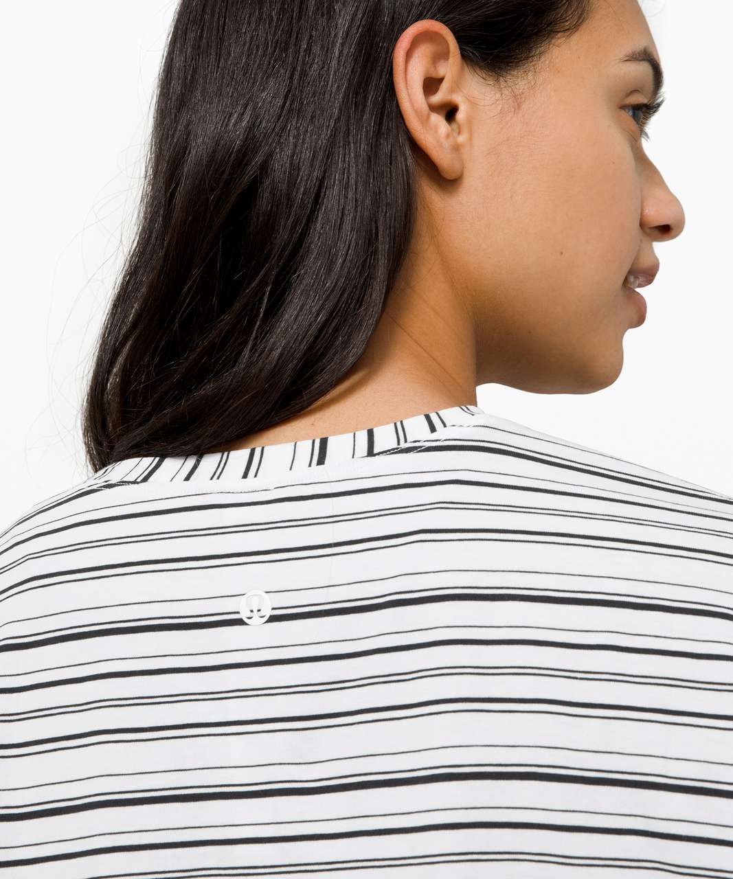 Lululemon Cates Tee - Cut Back Stripe White Black