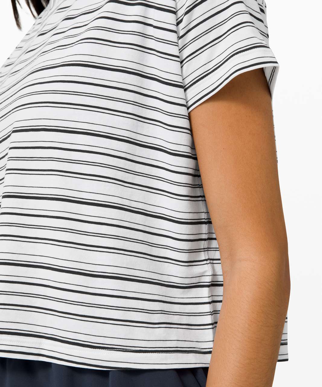 Lululemon Cates Tee - Cut Back Stripe White Black