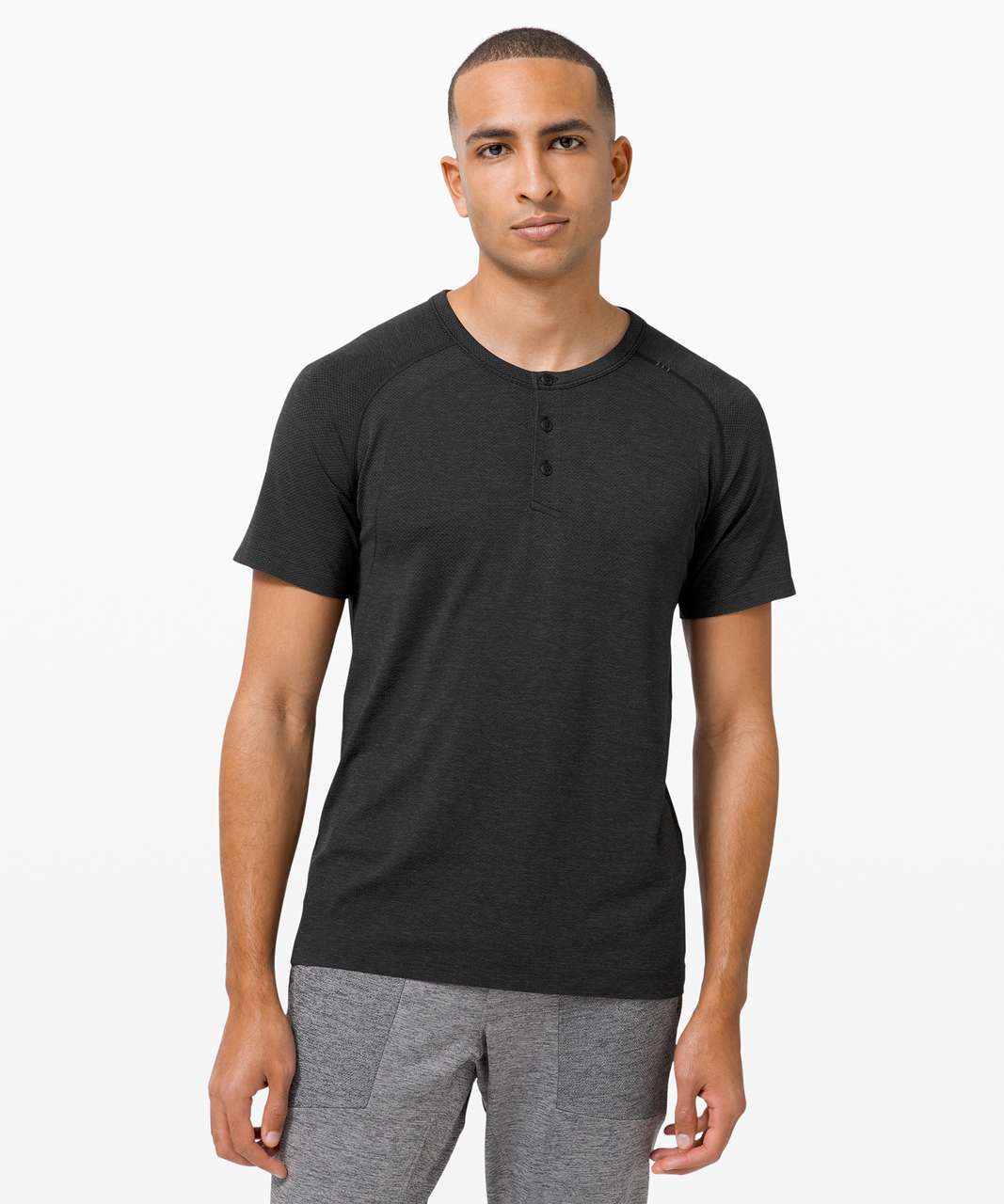 Lululemon Metal Vent Tech Short Sleeve Henley 2.0 - Deep Coal / Black  (First Release) - lulu fanatics