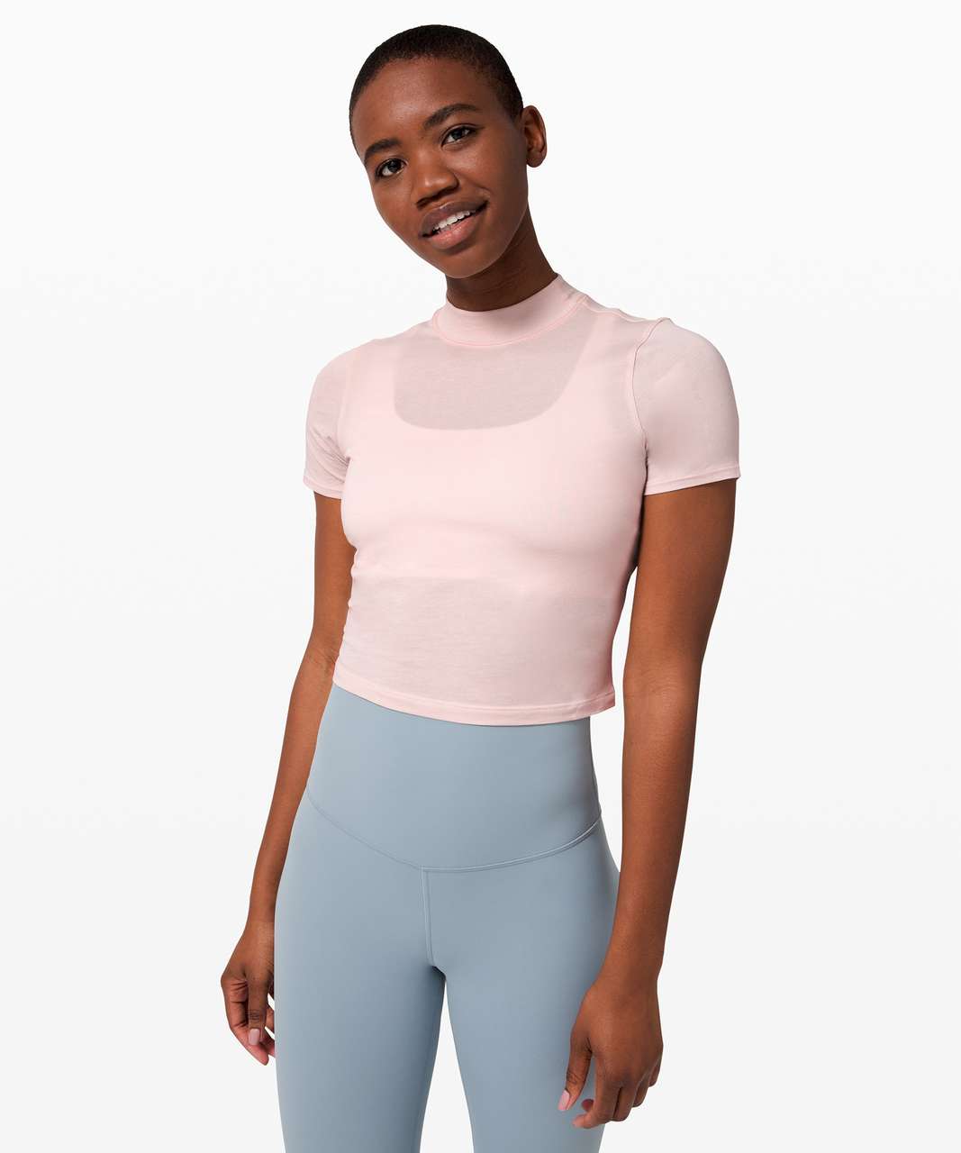 Lululemon Kitsilano Mock Neck Tee - Misty Pink - lulu fanatics