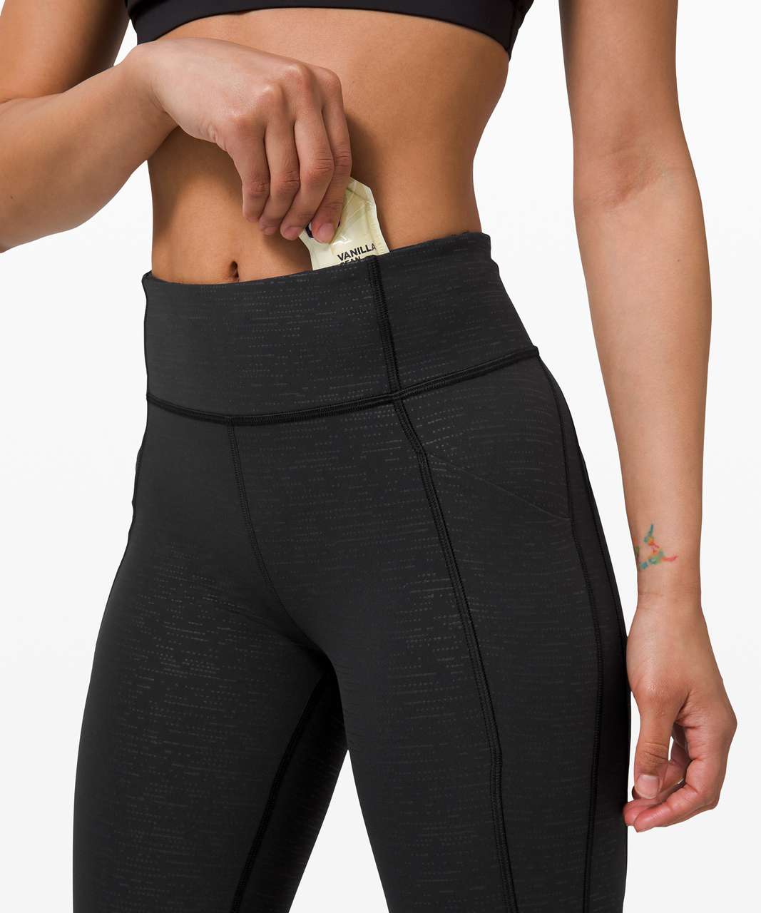 Lululemon Time To Sweat Crop 23 - Code Emboss Black - lulu fanatics