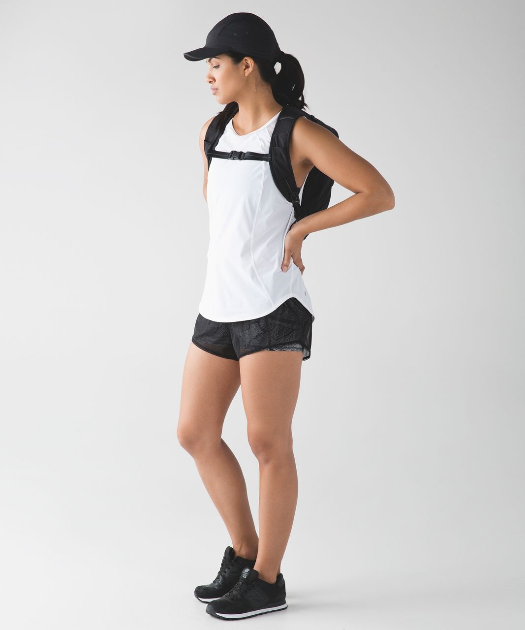 Lululemon City Sky Run By Short - Black / Dottie Tribe White Black